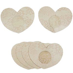 Heart Shaped Pasties Nipple Covers Self Adhesive 3 Pair Nude